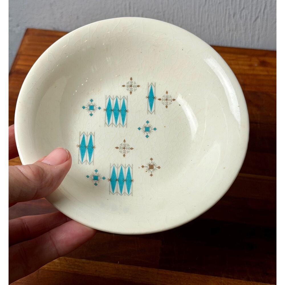 Set of 2 Mid Century Modern Atomic Starburst Berry Bowls | Turquoise Trinket - Picture 9 of 15
